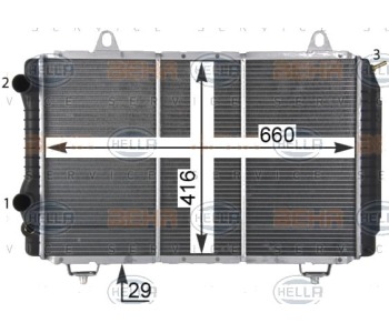 Радиатор, охлаждане на двигателя HELLA 8MK 376 717-521 за FIAT DUCATO (290) платформа от 1989 до 1994