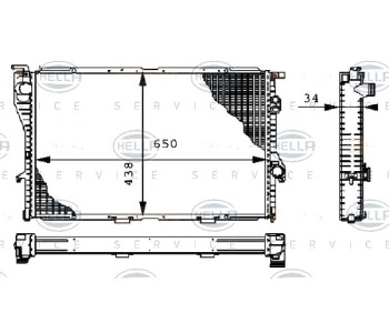 Радиатор, охлаждане на двигателя HELLA 8MK 376 711-114 за BMW 7 Ser (E38) от 1994 до 2001