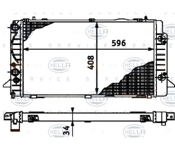 Воден радиатор HELLA за AUDI 80 кабриолет (8G7, B4) от 1991 до 2000