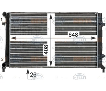 Радиатор, охлаждане на двигателя HELLA 8MK 376 700-494 за VOLKSWAGEN CADDY III (2KB, 2KJ, 2CB, 2CJ) пътнически от 2004 до 2015