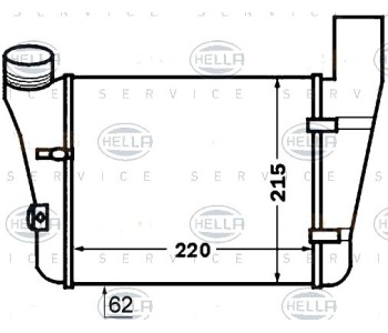 Интеркулер (охладител за въздуха на турбината) HELLA 8ML 376 776-081 за AUDI A4 (8E2, B6) от 2000 до 2004
