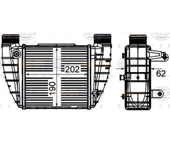 Интеркулер (охладител за въздуха на турбината) HELLA 8ML 376 899-051 за AUDI A4 Avant (8ED, B7) от 2004 до 2008
