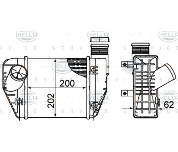 Интеркулер (охладител за въздуха на турбината) HELLA 8ML 376 899-071 за AUDI A6 Avant (4F5, C6) от 2005 до 2011
