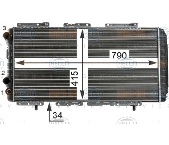 Радиатор, охлаждане на двигателя HELLA 8MK 376 700-564 за FIAT DUCATO (230) платформа от 1994 до 2002