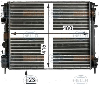 Радиатор, охлаждане на двигателя HELLA 8MK 376 700-584 за DACIA LOGAN I MCV (KS) комби от 2007 до 2013