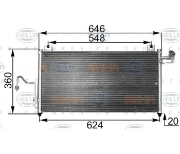 Кондензатор, климатизация HELLA 8FC 351 300-471 за MAZDA 323 F VI (BJ) от 1998 до 2005