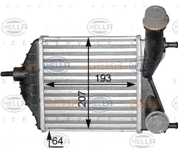 Интеркулер (охладител за въздуха на турбината) HELLA 8ML 376 783-551 за FIAT PUNTO (188) от 1999 до 2012