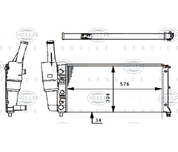 Радиатор, охлаждане на двигателя HELLA 8MK 376 713-544 за FIAT PUNTO (176) кабриолет от 1994 до 2000