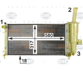 Радиатор, охлаждане на двигателя HELLA 8MK 376 754-421 за FIAT PUNTO (188) от 1999 до 2012