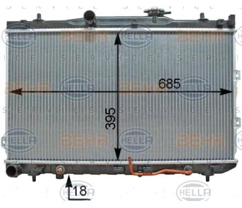 Радиатор, охлаждане на двигателя HELLA 8MK 376 763-701 за KIA CERATO I (LD) седан от 2004 до 2009