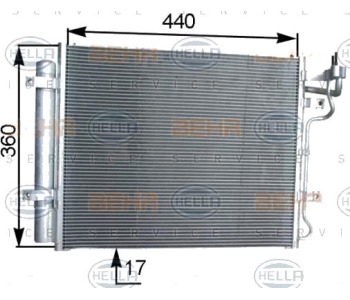 Кондензатор климатизации HELLA за KIA CERATO I (LD) седан от 2004 до 2009
