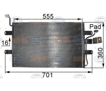 Кондензатор, климатизация HELLA 8FC 351 038-691 за SEAT IBIZA II (6K1) от 1993 до 1999