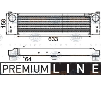 Интеркулер (охладител за въздуха на турбината) HELLA 8ML 376 746-491 за MERCEDES VITO (W639) товарен от 2003 до 2014