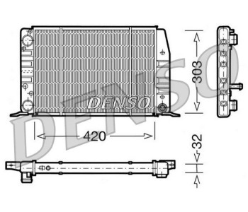 Радиатор, охлаждане на двигателя DENSO DRM02040 за AUDI 200 (44, 44Q, C3) от 1983 до 1991