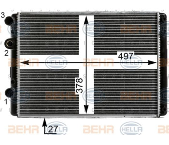 Интеркулер (охладител за въздуха на турбината) HELLA 8ML 376 700-701 за SEAT TOLEDO II (1M2) от 1998 до 2006