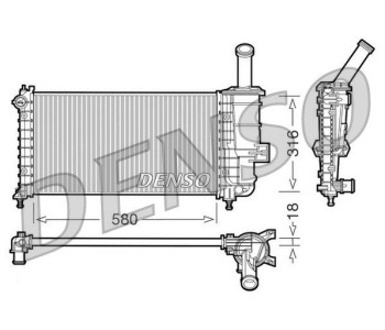 Радиатор, охлаждане на двигателя DENSO DRM09143 за FIAT FIORINO II (146) пикап от 1988 до 2001