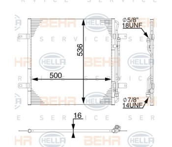 Кондензатор, климатизация HELLA 8FC 351 301-354 за MERCEDES C (S203) комби от 2001 до 2007