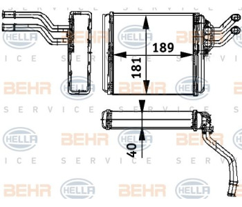 Топлообменник, отопление на вътрешното пространство HELLA 8FH 351 313-571 за MERCEDES SPRINTER NCV3 (W906) 5T товарен от 2006 до 2018