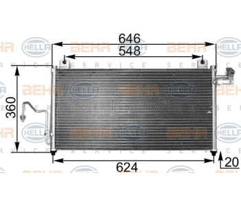 Кондензатор, климатизация HELLA 8FC 351 301-644 за RENAULT LAGUNA II (BG0/1_) от 2001 до 2007