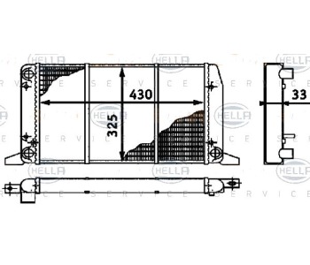 Радиатор, охлаждане на двигателя HELLA 8MK 376 715-071 за AUDI 80 (81, 85, B2) от 1978 до 1984