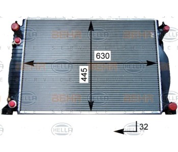 Радиатор, охлаждане на двигателя HELLA 8MK 376 715-341 за AUDI A4 кабриолет (8H7, B6, 8HE, B7) от 2002 до 2009