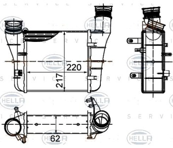 Интеркулер (охладител за въздуха на турбината) HELLA 8ML 376 899-121 за AUDI A4 кабриолет (8H7, B6, 8HE, B7) от 2002 до 2009