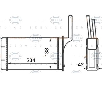 Топлообменник, отопление на вътрешното пространство HELLA 8FH 351 024-461 за CITROEN AX (ZA-_) от 1986 до 1991