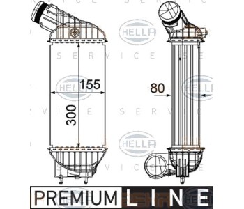 Интеркулер (охладител за въздуха на турбината) HELLA 8ML 376 746-591 за PEUGEOT 308 (T7) комби от 2007 до 2014