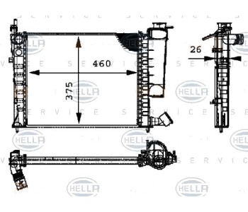 Радиатор, охлаждане на двигателя HELLA 8MK 376 716-631 за PEUGEOT 306 (7A, 7C, N3, N5) хечбек от 1993 до 2003