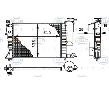 Воден радиатор HELLA за PEUGEOT 306 (7A, 7C, N3, N5) хечбек от 1993 до 2003