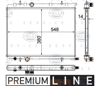 Радиатор, охлаждане на двигателя HELLA 8MK 376 718-051 за PEUGEOT 308 (T7) от 2007 до 2013