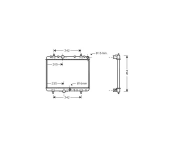 Воден радиатор P.R.C за PEUGEOT 307 (3E) Break комби от 2002 до 2008