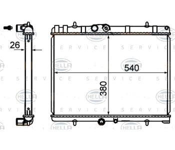 Радиатор, охлаждане на двигателя HELLA 8MK 376 700-524 за PEUGEOT 307 (3H) SW комби от 2002 до 2008
