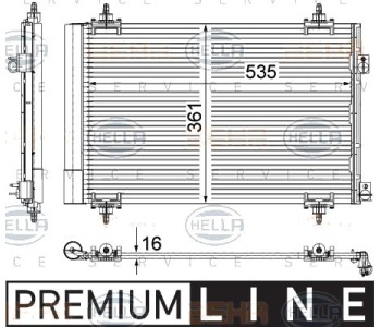 Кондензатор, климатизация HELLA 8FC 351 309-351 за PEUGEOT 3008 (0U_) от 2009 до 2016