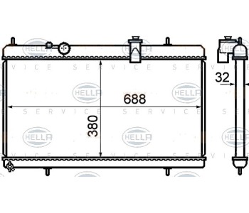 Радиатор, охлаждане на двигателя HELLA 8MK 376 732-751 за CITROEN C5 III (TD) комби от 2008