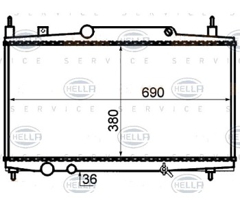 Воден радиатор HELLA за PEUGEOT 607 (9D, 9U) от 2000 до 2010