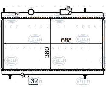 Радиатор, охлаждане на двигателя HELLA 8MK 376 732-741 за PEUGEOT 807 (E) от 2002