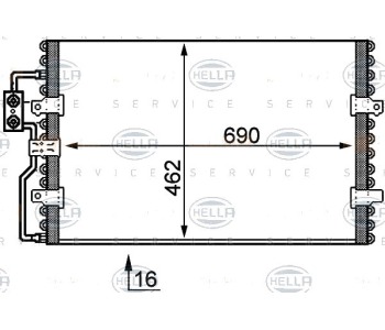 Кондензатор, климатизация HELLA 8FC 351 035-421 за CITROEN JUMPY I (U6U) пътнически от 1994 до 2006