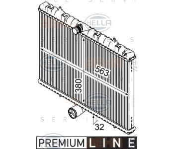 Радиатор, охлаждане на двигателя HELLA 8MK 376 745-131 за PEUGEOT EXPERT (VF3A_, VF3U_, VF3X_) товарен от 2007