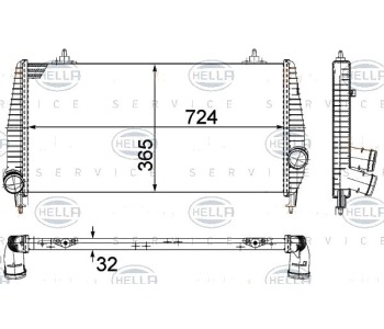 Интеркулер (охладител за въздуха на турбината) HELLA 8ML 376 756-751 за PEUGEOT 807 (E) от 2002