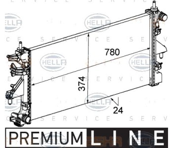 Радиатор, охлаждане на двигателя HELLA 8MK 376 745-101 за CITROEN JUMPER III платформа от 2006