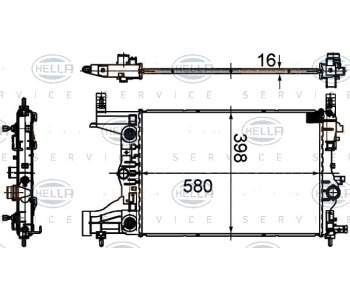 Воден радиатор HELLA за OPEL ASTRA J седан от 2012 до 2015