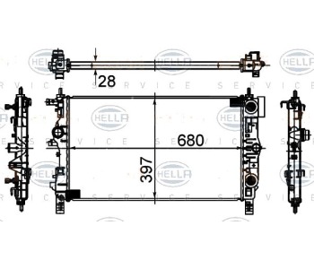 Воден радиатор HELLA за OPEL ASTRA J GTC от 2011 до 2015