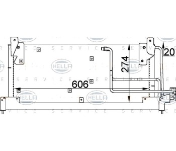 Кондензатор климатизации HELLA за OPEL CORSA B (S93) товарен от 1999 до 2000