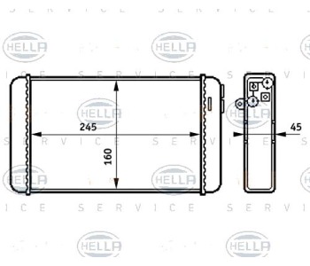 Топлообменник, отопление на вътрешното пространство HELLA 8FH 351 313-281 за OPEL OMEGA A (V87) от 1986 до 1994