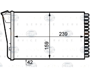 Топлообменник, отопление на вътрешното пространство HELLA 8FH 351 313-291 за OPEL OMEGA B (V94) комби от 1994 до 2003