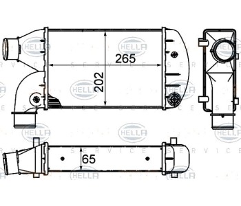 Интеркулер (охладител за въздуха на турбината) HELLA 8ML 376 899-001 за LANCIA DEDRA (835) седан от 1989 до 1999