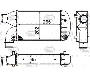 Интеркулер (охладител за въздуха на турбината) HELLA 8ML 376 899-001 за LANCIA DEDRA (835) комби от 1994 до 1999