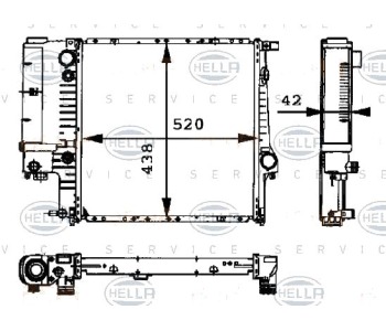 Воден радиатор HELLA за BMW 5 Ser (E34) комби от 1991 до 1997