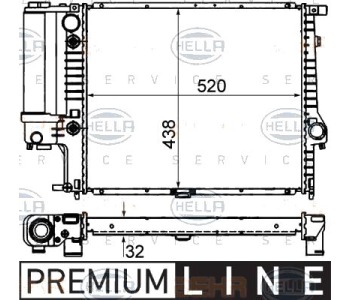 Воден радиатор HELLA за BMW 5 Ser (E34) комби от 1991 до 1997